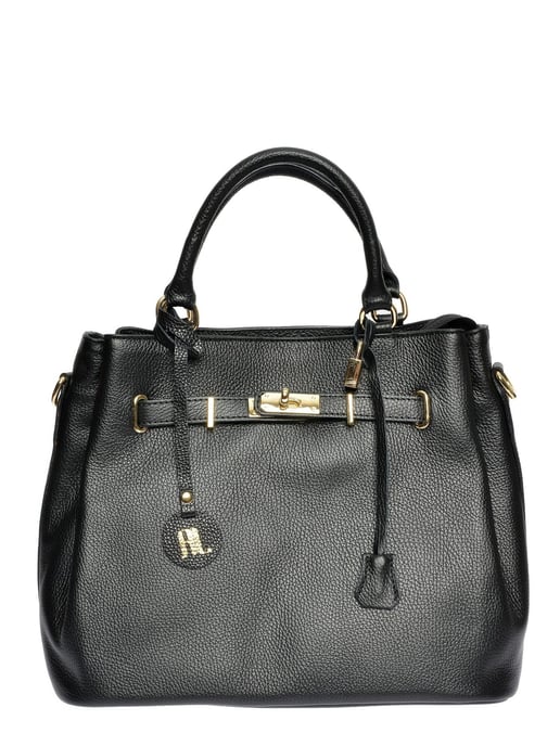 Anna Luchini Zwart Rundleer Tas - Image 1