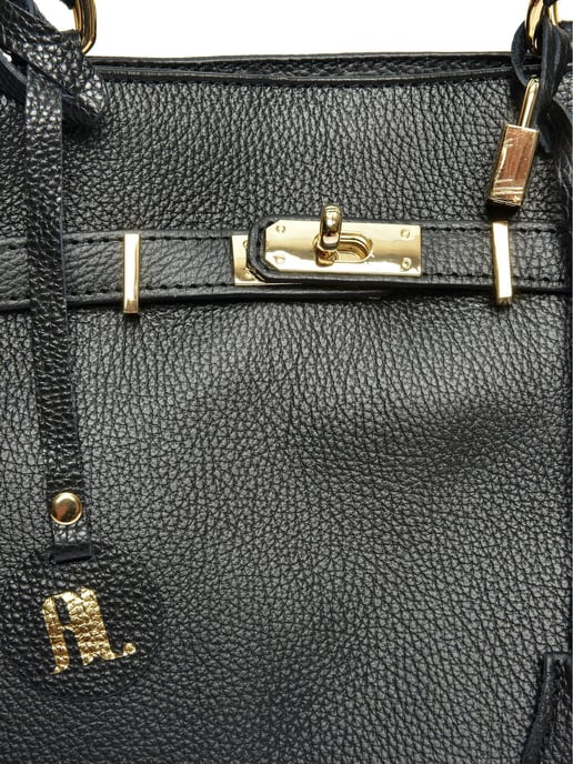 Anna Luchini Zwart Rundleer Tas - Image 3