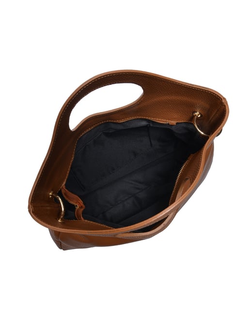 Anna Luchini Brown Rundleer Tas - Image 4