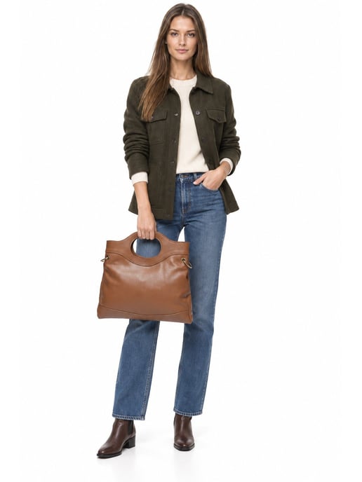 Anna Luchini Brown Rundleer Tas - Image 6