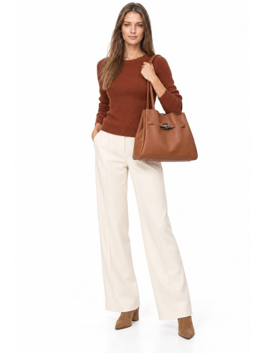 Anna Luchini Brown Rundleer Tas - Image 6