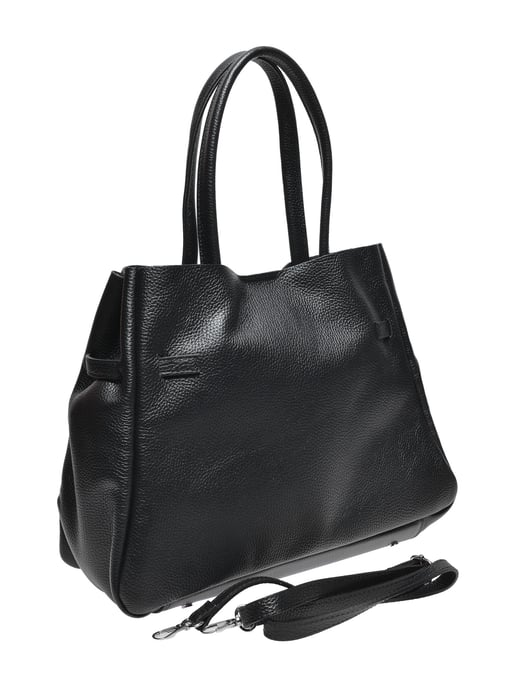 Anna Luchini Zwart Rundleer Tas - Image 2