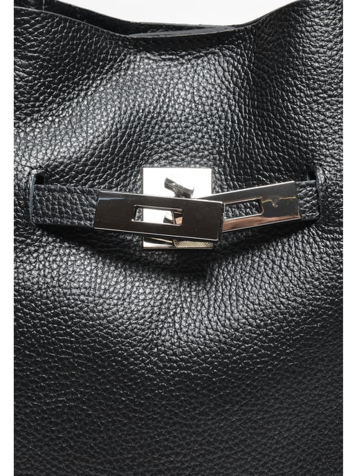 Anna Luchini Zwart Rundleer Tas - Image 3