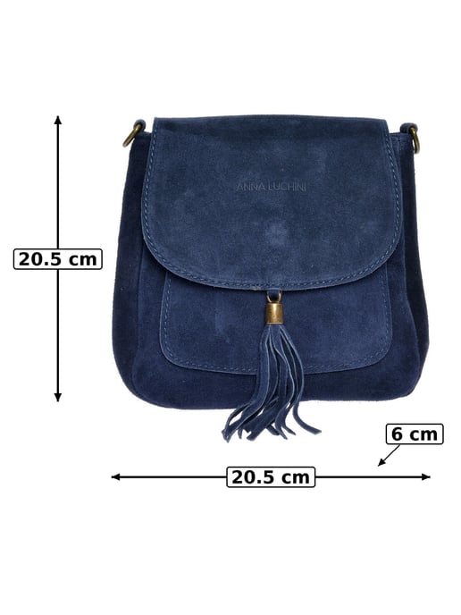 Anna Luchini Blauw Rundleer Tas - Image 6