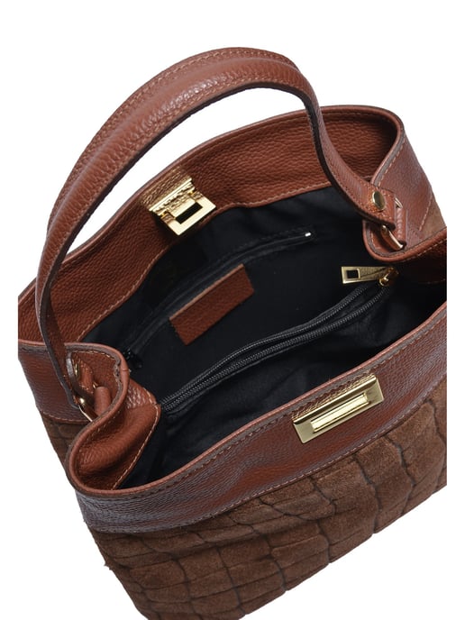 Anna Luchini Brown Rundleer Tas - Image 4