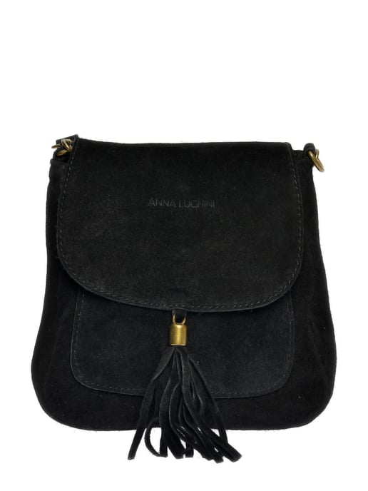 Anna Luchini Zwart Rundleer Tas - Image 1