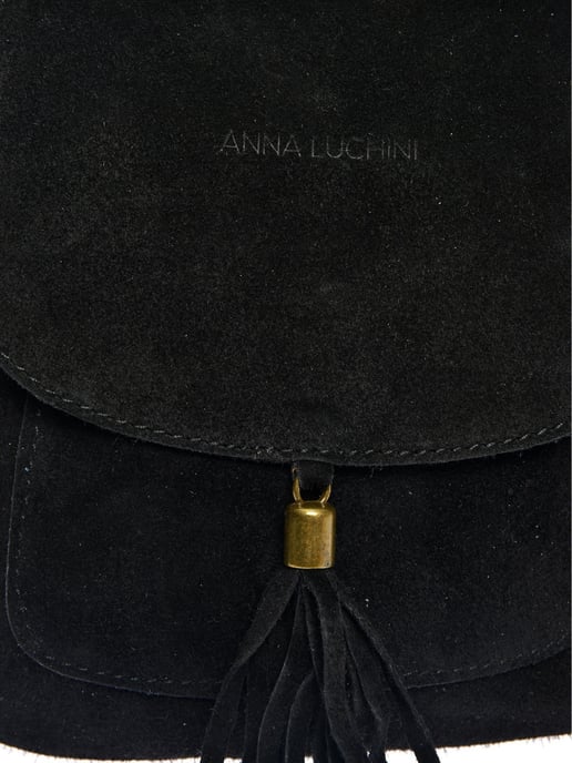 Anna Luchini Zwart Rundleer Tas - Image 3