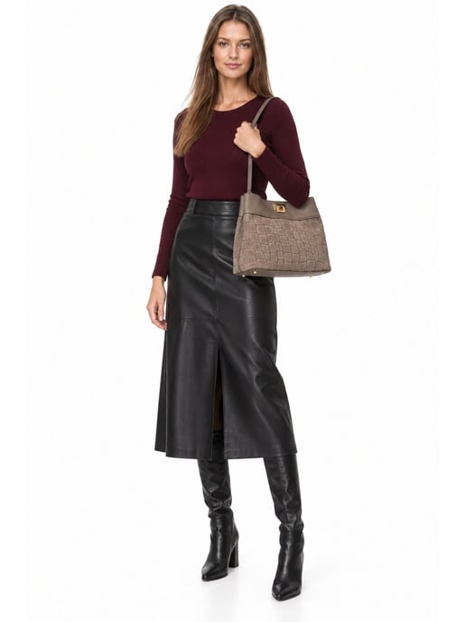 Anna Luchini Beige Rundleer Tas - Image 6