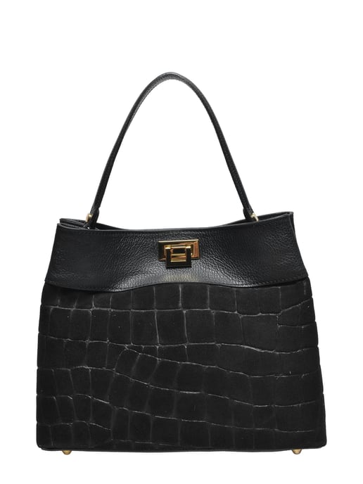 Anna Luchini Zwart Rundleer Tas - Image 1