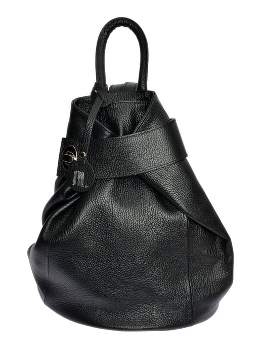 Anna Luchini Zwart Rundleer Tas - Image 1