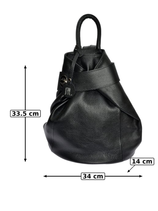Anna Luchini Zwart Rundleer Tas - Image 6