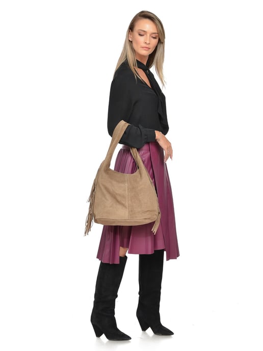Isabella Rhea Beige Rundleer Tas - Image 5