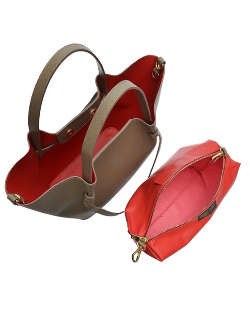 Isabella Rhea Beige Rundleer Tas - Image 4