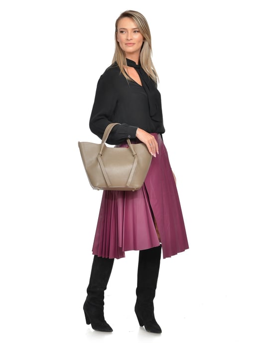 Isabella Rhea Beige Rundleer Tas - Image 5