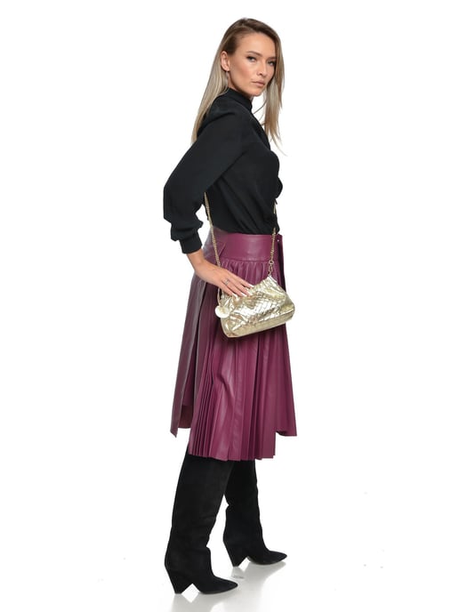 Anna Luchini Goud Rundleer Tas - Image 5
