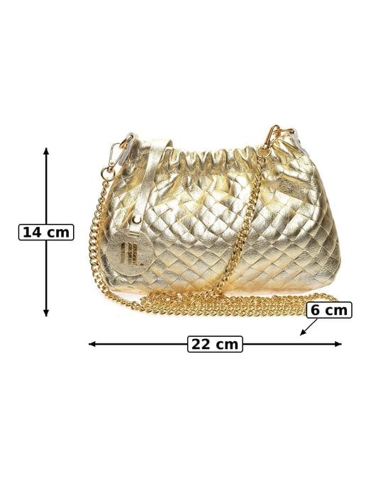 Anna Luchini Goud Rundleer Tas - Image 6