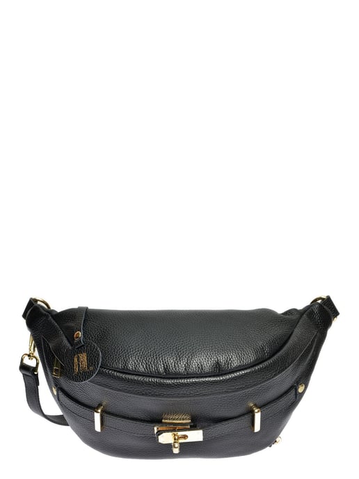 Anna Luchini Zwart Rundleer Tas - Image 1
