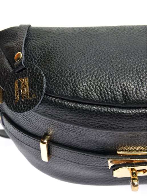 Anna Luchini Zwart Rundleer Tas - Image 3