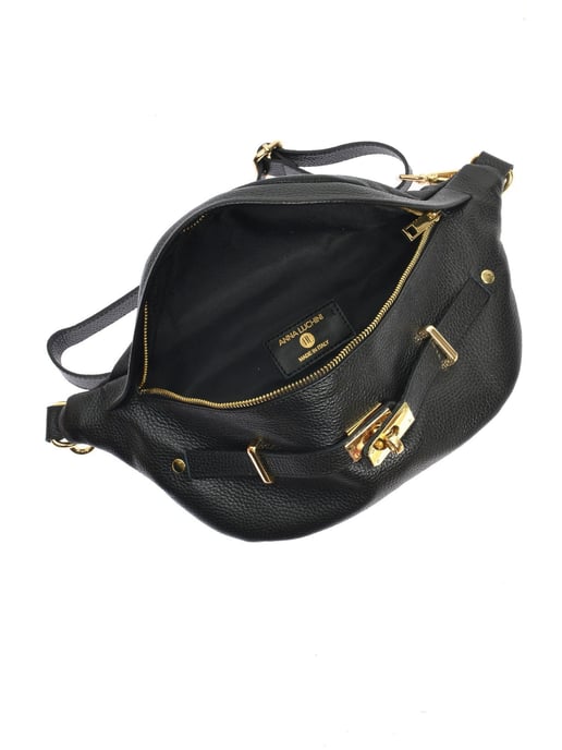 Anna Luchini Zwart Rundleer Tas - Image 4