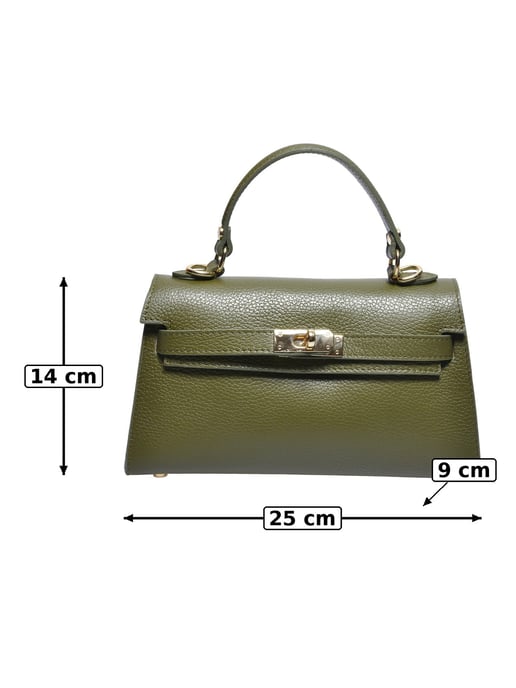 Anna Luchini Khaki Rundleer Tas - Image 2