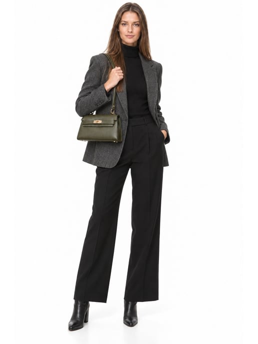 Anna Luchini Khaki Rundleer Tas - Image 3