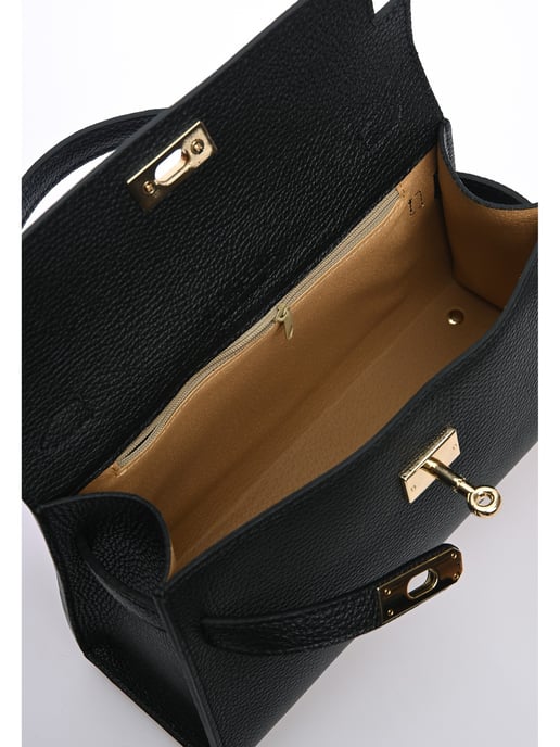 Anna Luchini Zwart Rundleer Tas - Image 4