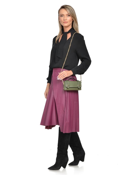 Isabella Rhea Khaki Rundleer Tas - Image 5