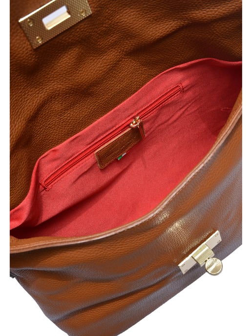 Anna Luchini Brown Rundleer Tas - Image 4