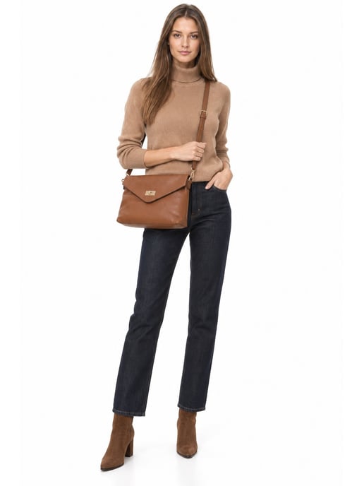 Anna Luchini Brown Rundleer Tas - Image 6