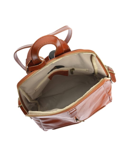 Anna Luchini Brown Rundleer Tas - Image 3