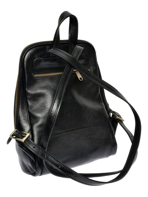Anna Luchini Zwart Rundleer Tas - Image 2