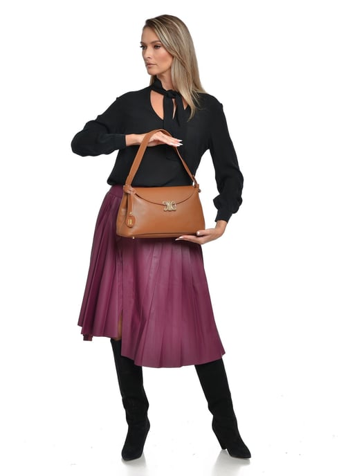 Anna Luchini Brown Rundleer Tas - Image 5