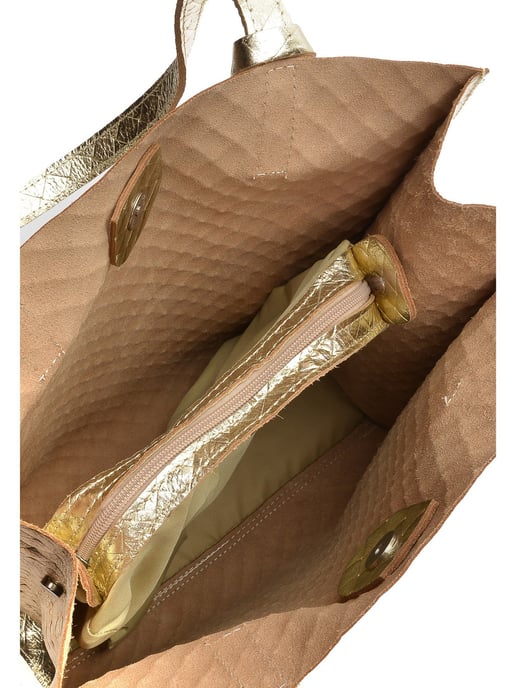 Anna Luchini Goud Rundleer Tas - Image 4