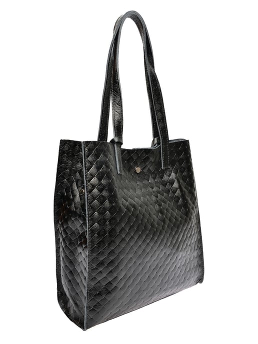 Anna Luchini Zwart Rundleer Tas - Image 2