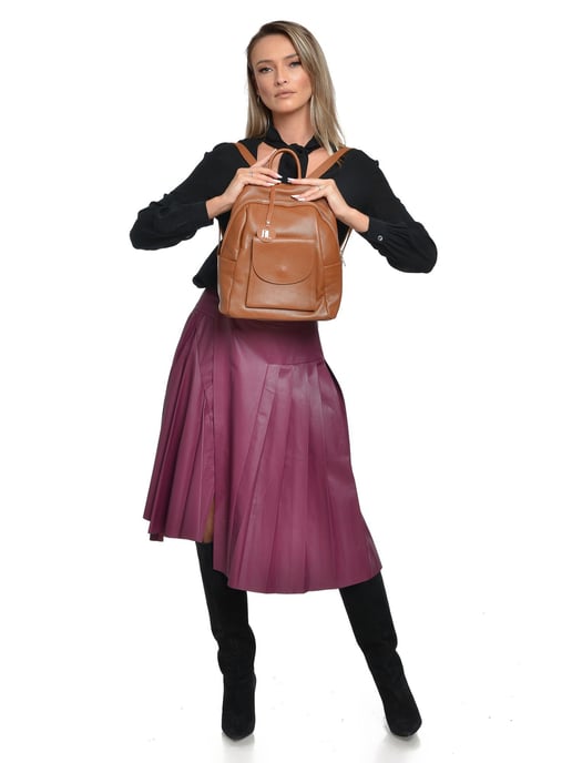 Anna Luchini Brown Rundleer Tas - Image 5