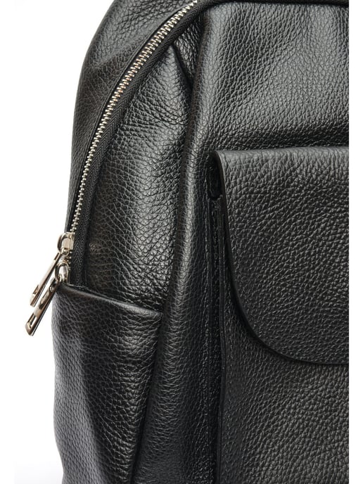 Anna Luchini Zwart Rundleer Tas - Image 3