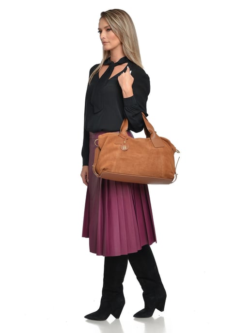 Anna Luchini Brown Rundleer Tas - Image 5