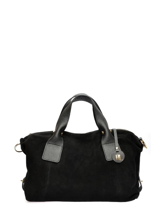 Anna Luchini Zwart Rundleer Tas - Image 1