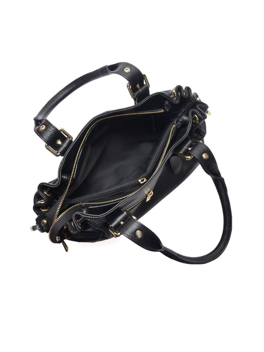 Anna Luchini Zwart Rundleer Tas - Image 4