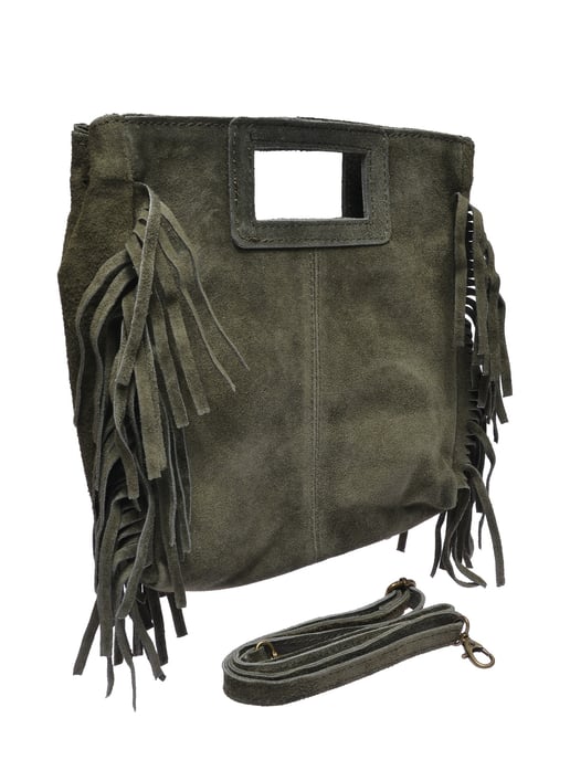 Anna Luchini Khaki Rundleer Tas - Image 2