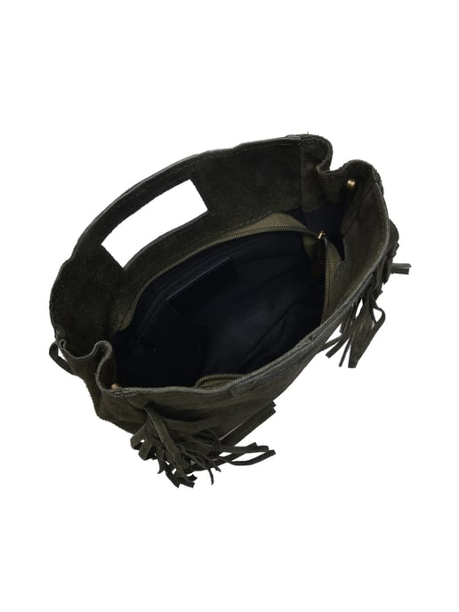 Anna Luchini Khaki Rundleer Tas - Image 4