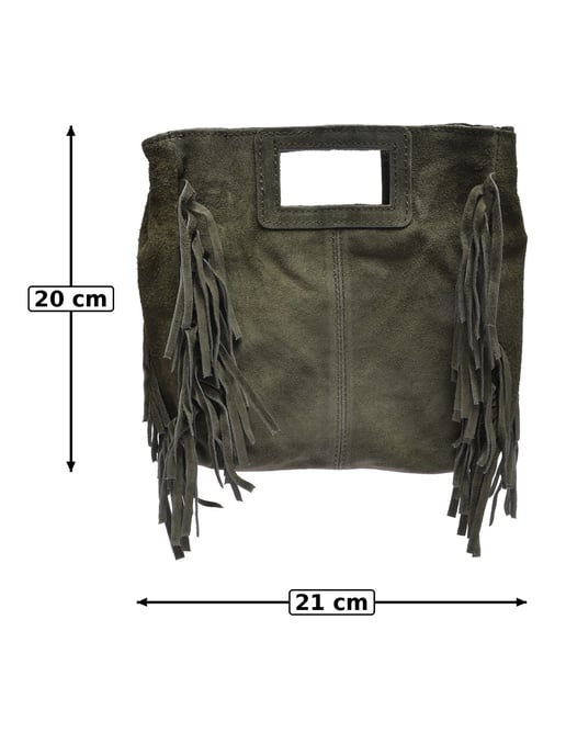 Anna Luchini Khaki Rundleer Tas - Image 5