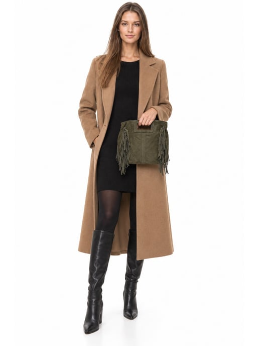 Anna Luchini Khaki Rundleer Tas - Image 6