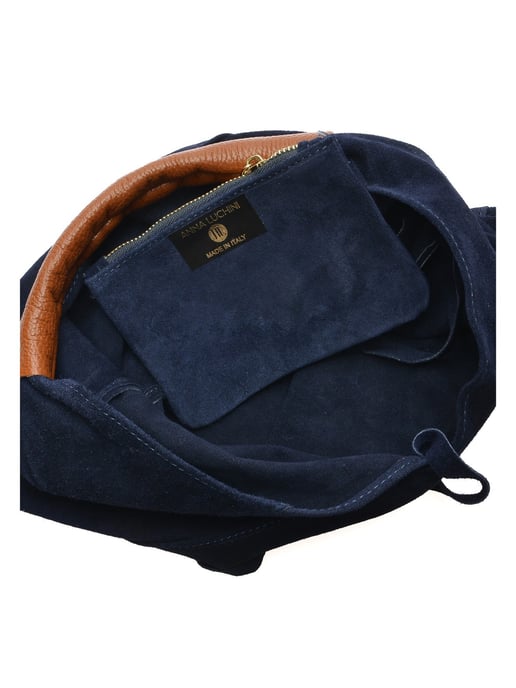 Anna Luchini Blauw Rundleer Tas - Image 4