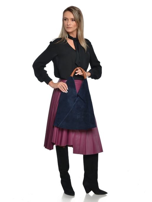 Anna Luchini Blauw Rundleer Tas - Image 5