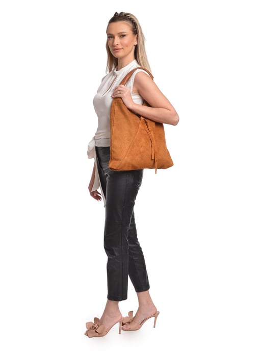 Anna Luchini Brown Rundleer Tas - Image 5