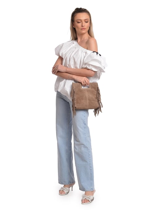 Anna Luchini Beige Rundleer Tas - Image 3