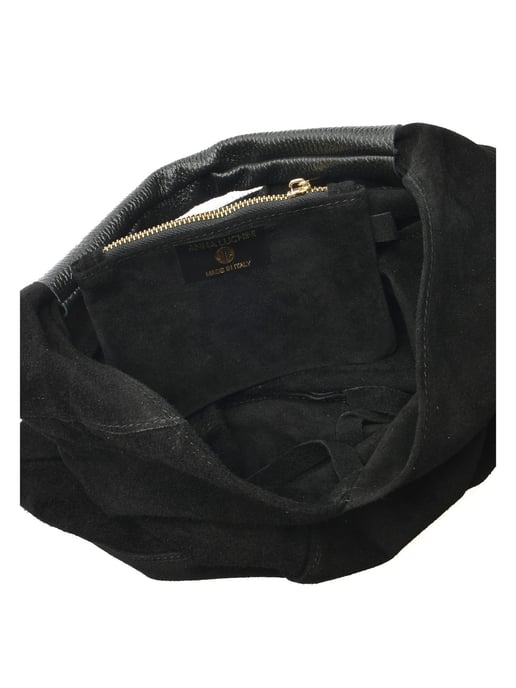 Anna Luchini Zwart Rundleer Tas - Image 4