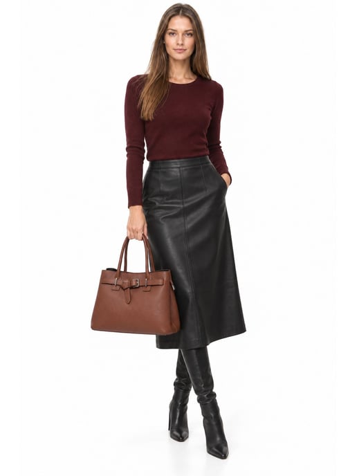 Anna Luchini Bordeauxrood Rundleer Tas - Image 6