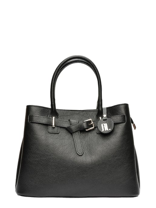 Anna Luchini Zwart Rundleer Tas - Image 1